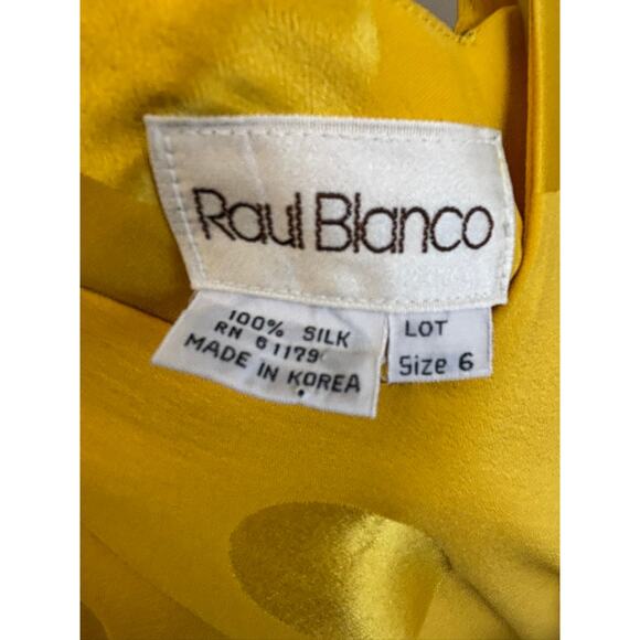 Raul Blanco Black Yellow Sleeveless Silk Dress & Jacket Set Size 6 #96188 - Picture 5 of 6